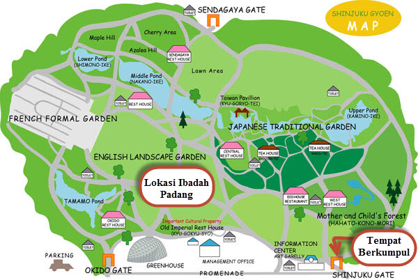 Shinjuku Gyoen Map - Ibadah Padang